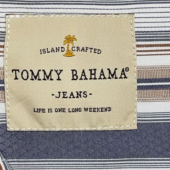 Tommy Bahama Shirt Mens XL Multicolor Striped Button Up Long Sleeve Flip Cuff - Picture 11 of 11